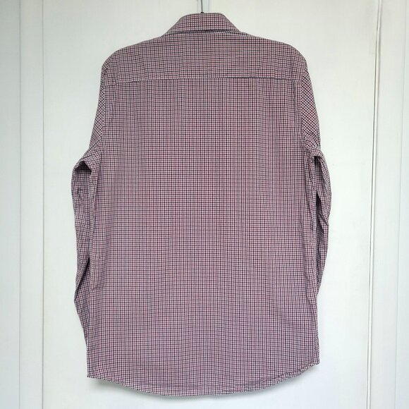 Savile Row Slim Fit Dress Shirt Red/Blue Gingham Check Size 16 34/35 - Picture 6 of 12